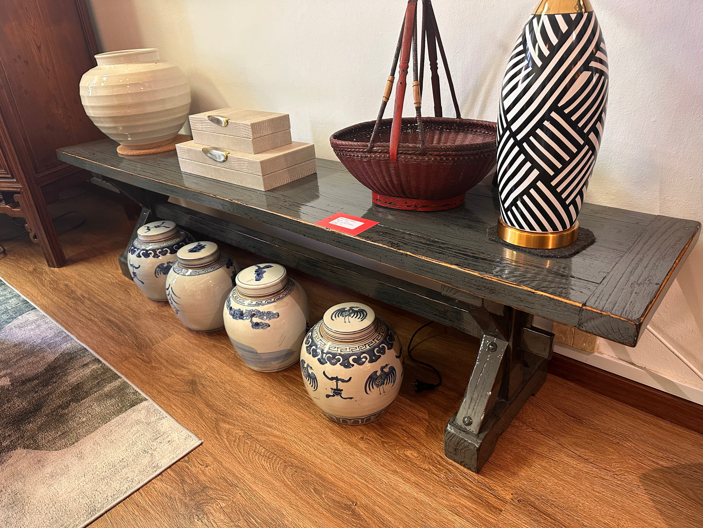 Cool Grey Crossed Bench - New