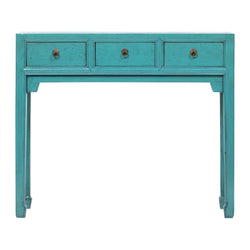 Blue-Green 3 Drawer Narrow Desk, New