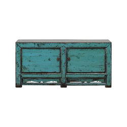 Antique Green Blue Shanxi Cabinet with 2 Doors