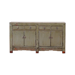 Antique Grey Green Carved Shanxi Cabinet