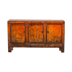 Antique Orange Shandong Cabinet with 3 Doors