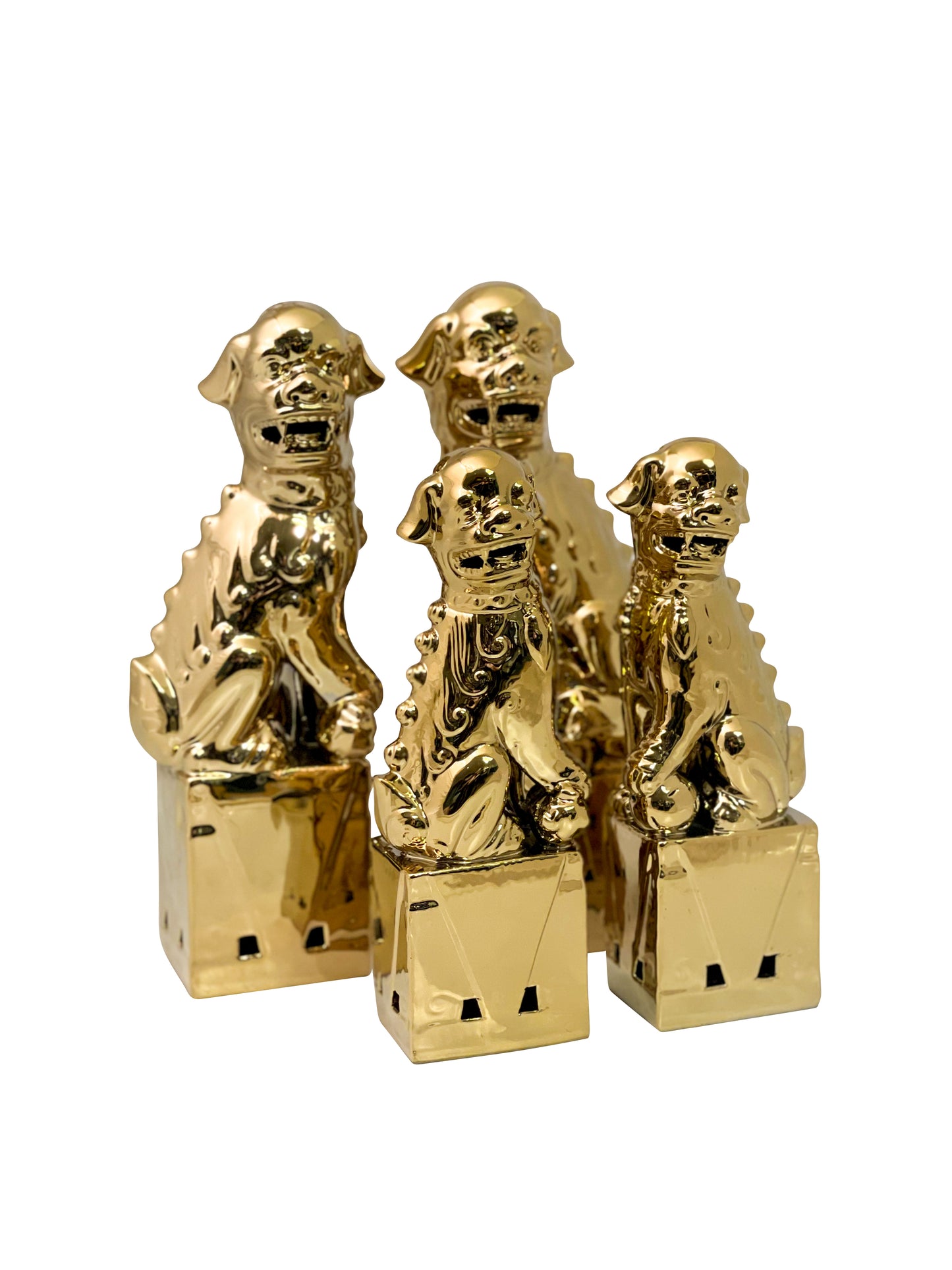 Pair of Ceramic Foo Dogs, Gold