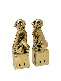 Pair of Ceramic Foo Dogs, Gold
