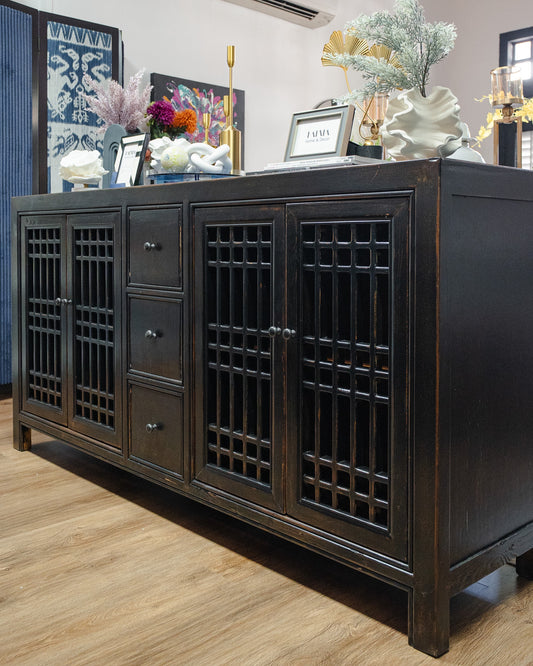 Black Open Kitchen Sideboard - New