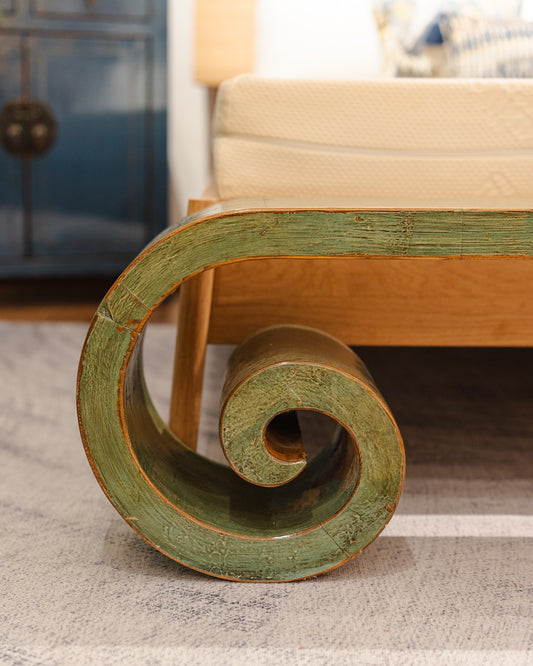 Leaf Green Low Carved Bench - New