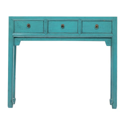 Blue-Green 3 Drawer Narrow Desk