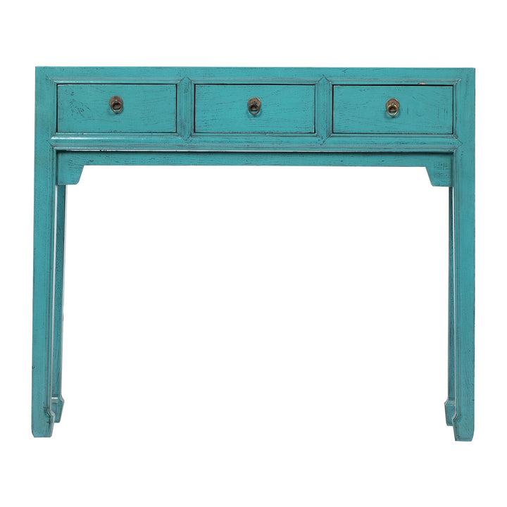 Blue-Green 3 Drawer Narrow Desk