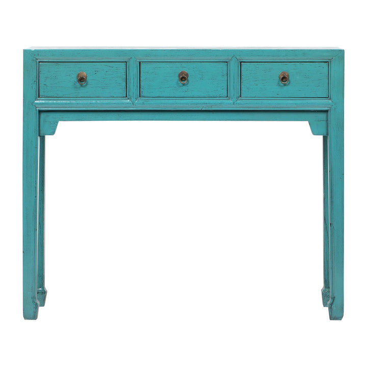Blue-Green 3 Drawer Narrow Desk, New