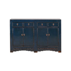 Antique Dark Blue Shanxi Cabinet with 4 Doors & 4 Drawers