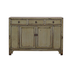 Antique Green Grey Shandong Cabinet with 2 Doors & 3 Drawers