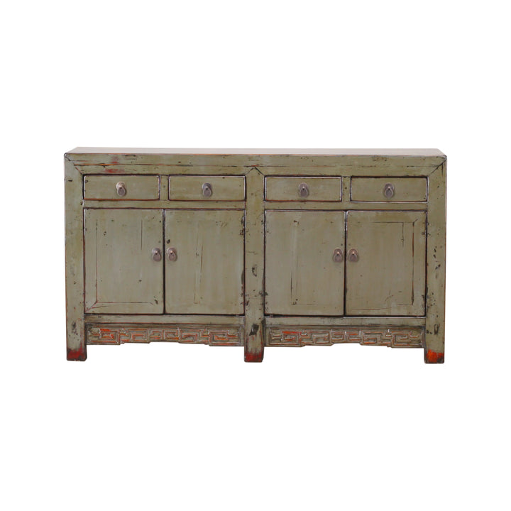 Antique Grey Green Carved Shanxi Cabinet