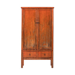 Antique Orange Red Gansu Cabinet