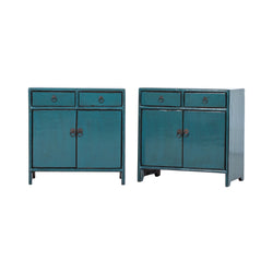 Blue Shandong Side Cabinets with 2 Drawers 2 Doors - New