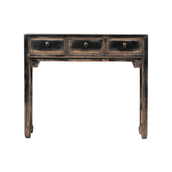 Distressed Black 3 Drawer Console