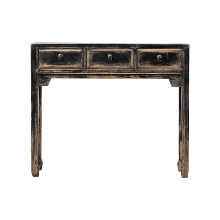Distressed Black 3 Drawer Console