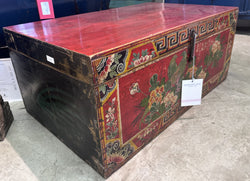Antique Red Mongolian Painted Trunk