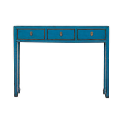 New Blue Narrow Console with 3 Drawers