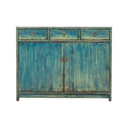 New Distressed Blue Green Cabinet with 3 Drawers & 2 Doors
