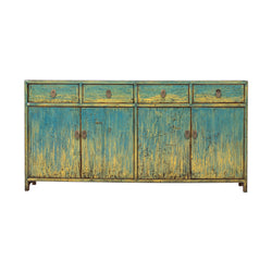 New Distressed Blue Green Cabinet with 4 Drawers & 4 Doors
