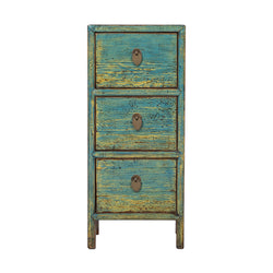 New Distressed Yellow Green Cabinet with 3 Drawers