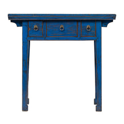 Blue Table With 3 Drawer