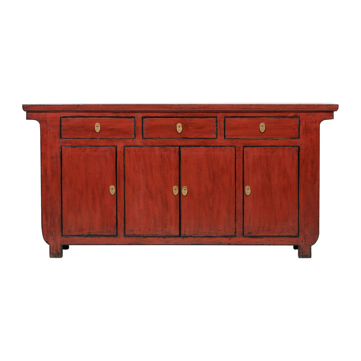 Red 4 Door And 3 Drawer Sideboard