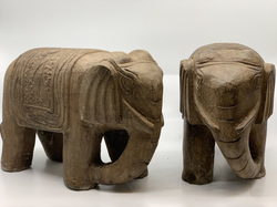 Pair of Stone Elephants 20cm