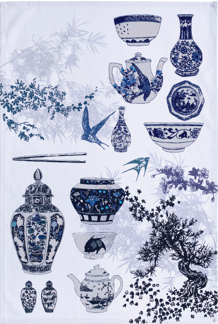 China Blue Tea Towel by Deborah McKellar