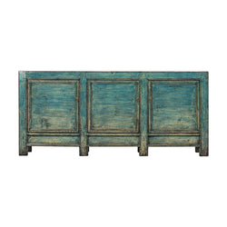 Vintage Blue Green Beijing Cabinet with 3 Doors