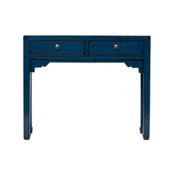 Vintage Blue 2 Drawer Narrow Shandong Desk