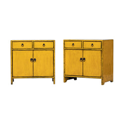 Yellow Shandong Side Cabinets with 2 Doors