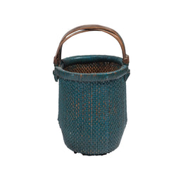 Vintage Green Rattan Basket From Northern China