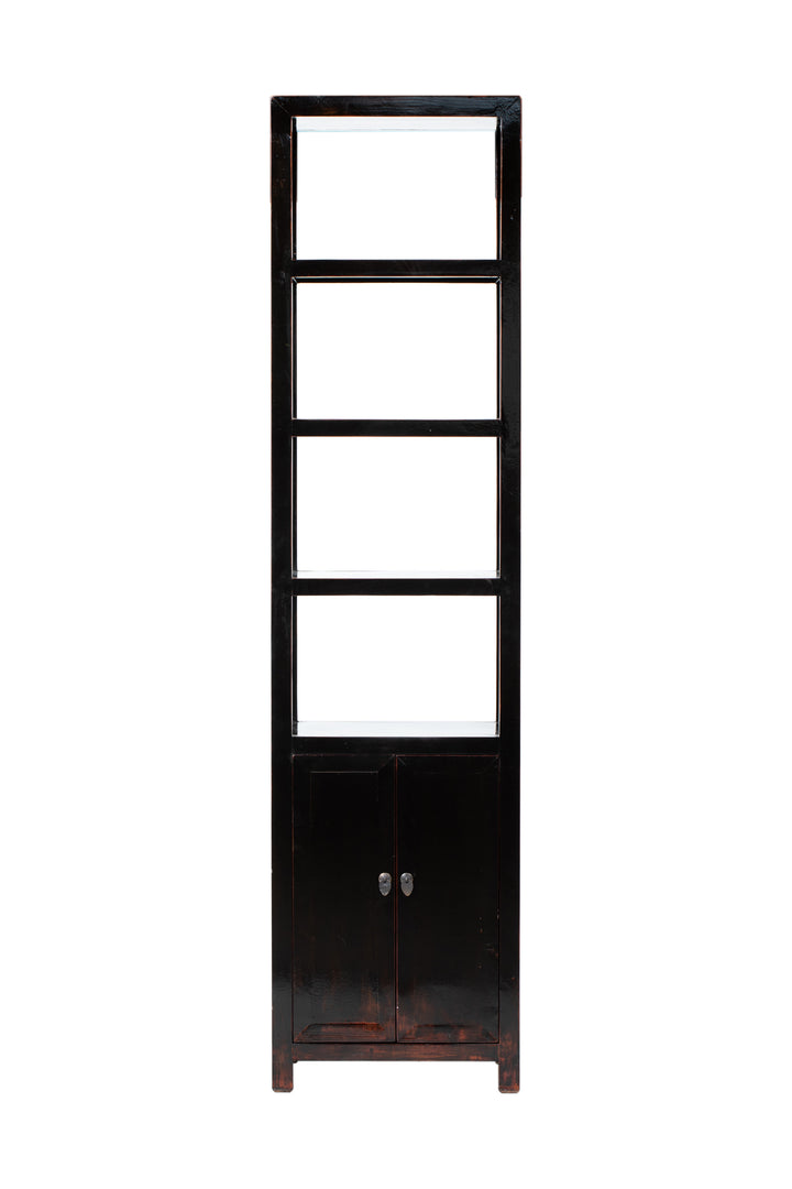 Black Tall Narrow Bookshelf. New, Made From Reclaimed Wood. Pine